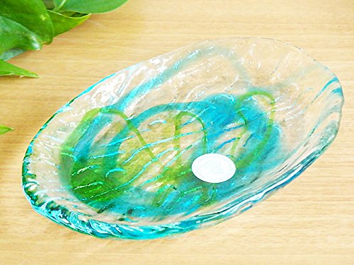 琉球ガラス　ゴーヤー皿　小　緑水